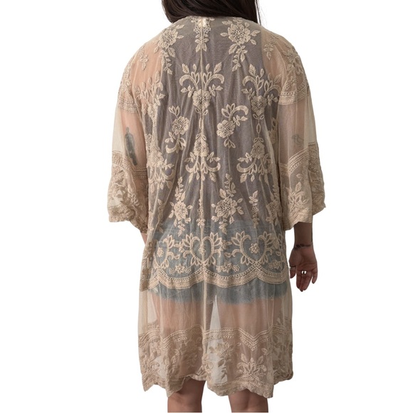 Miss Chievous Lace Mesh Cardigan in Cream - Picture 2 of 3